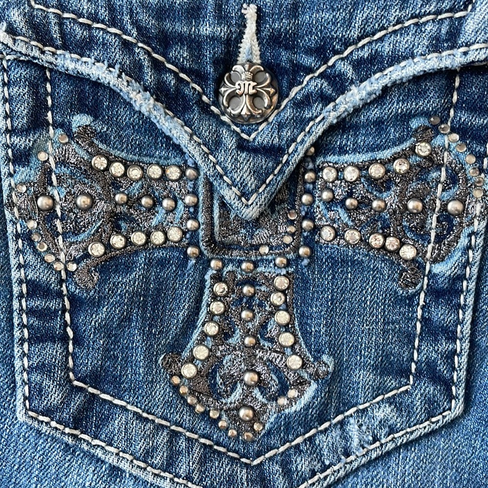 Miss Me Denim Boot Cut Jeans with Silver Accents